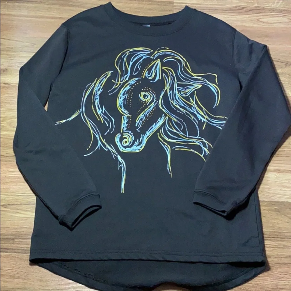Mac & Belle brown sweatshirt with horse, Small - Picture 1 of 6